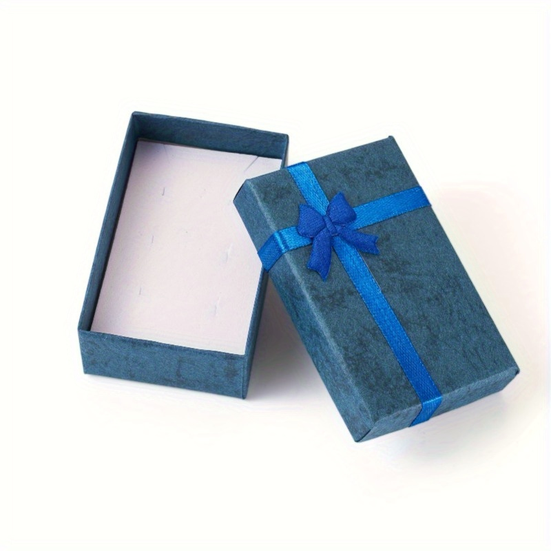 12pcs Blue Rectangular Paper Jewelry Gift Boxes with Bows